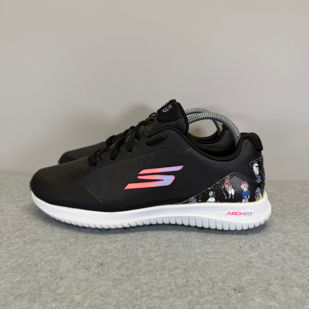 Skechers Go Golf Womens Shoes Size 7 Arch Fit  Black Pink Dog Print 123081 BKMT